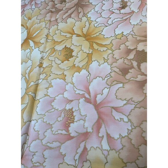 Pink & Yellow Floral Fabric with Gold Accents 12" x 45" Cotton Blend for Sewing - Picture 3 of 5